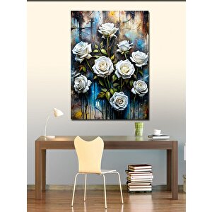 Kanvas Tablo Beyaz Çiçekler 70x100 cm