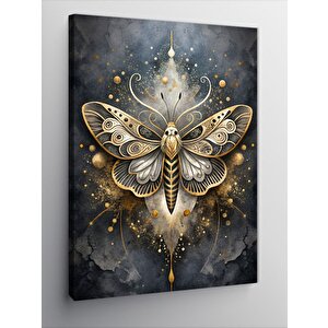 Kanvas Tablo Desenli Altın Sarısı Kelebek 50x70 cm