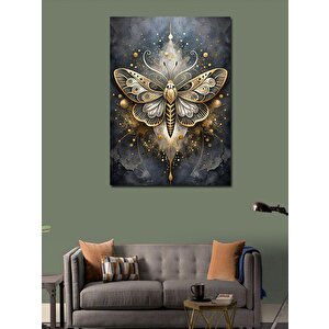 Kanvas Tablo Desenli Altın Sarısı Kelebek 100x140 cm