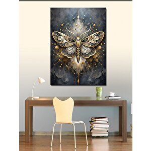 Kanvas Tablo Desenli Altın Sarısı Kelebek 100x140 cm