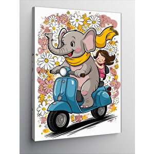 Kanvas Tablo Fil Ve Kız Çocuğu Yollarda 70x100 cm