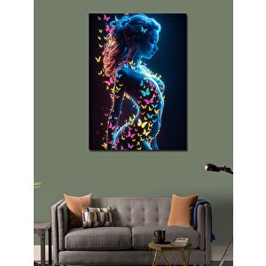 Kanvas Tablo Kadın Ve Kelebekler 70x100 cm