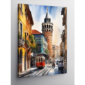 Kanvas Tablo İstanbul Galata Kulesi Çizimi 100x140 cm