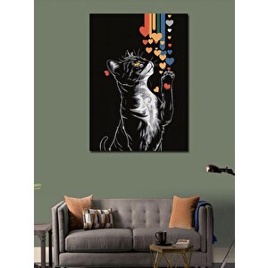 Kanvas Tablo Renkli Kalpler Ve Sevimli Kedi 100x140 cm