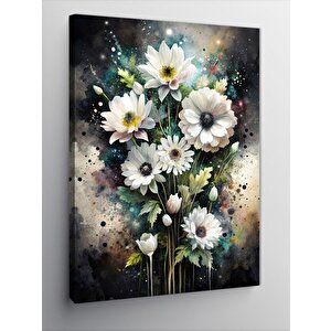 Kanvas Tablo Beyaz Çiçekler 70x100 cm
