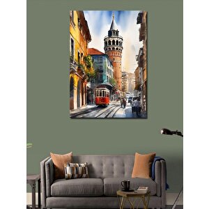 Kanvas Tablo İstanbul Galata Kulesi Çizimi 70x100 cm