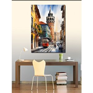 Kanvas Tablo İstanbul Galata Kulesi Çizimi 70x100 cm