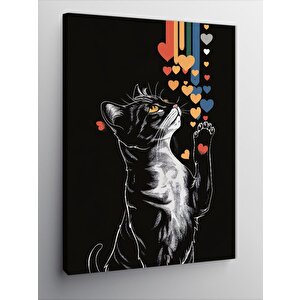 Kanvas Tablo Renkli Kalpler Ve Sevimli Kedi 50x70 cm