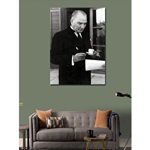 Kanvas Tablo Mustafa Kemal Atatürk Kahve İçerken 70x100 cm
