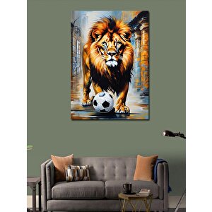 Kanvas Tablo Futbol Topu Ve Aslan 100x140 cm