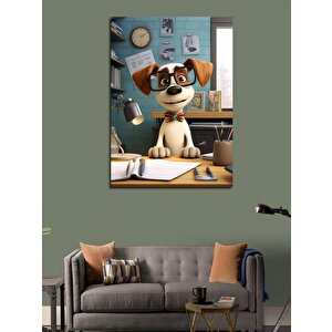 Kanvas Tablo Çalışan Sevimli Köpek 70x100 cm