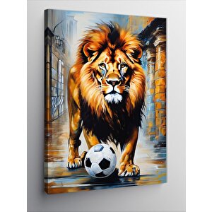 Kanvas Tablo Futbol Topu Ve Aslan 70x100 cm