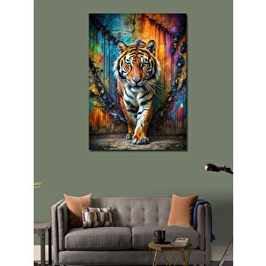 Kanvas Tablo Renkli Kaplan 100x140 cm