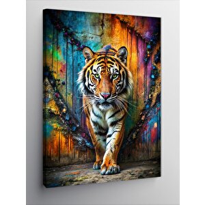 Kanvas Tablo Renkli Kaplan 70x100 cm