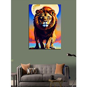 Kanvas Tablo Ormanlar Kralı Aslan Ve Ay 70x100 cm