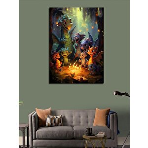 Kanvas Tablo Sevimli Ejderhalar 100x140 cm