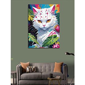 Kanvas Tablo Beyaz Kedi 100x140 cm