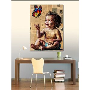 Kanvas Tablo Renkli Kelebekli Bebek 70x100 cm