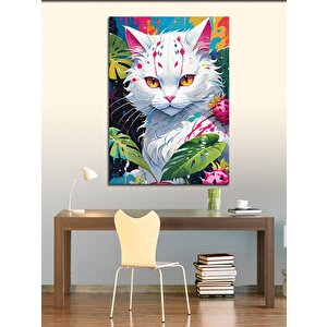 Kanvas Tablo Beyaz Kedi 50x70 cm