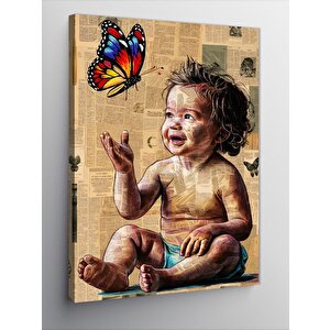 Kanvas Tablo Renkli Kelebekli Bebek 50x70 cm