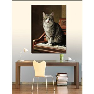 Kanvas Tablo Piyano Ve Kedi 50x70 cm