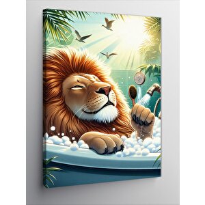 Kanvas Tablo Jakuzi'deki Aslan 100x140 cm