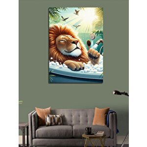 Kanvas Tablo Jakuzi'deki Aslan 100x140 cm