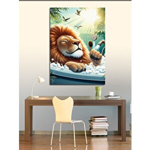 Kanvas Tablo Jakuzi'deki Aslan 100x140 cm