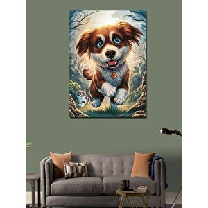 Kanvas Tablo Yavru Köpek Tobi Ve Kedi Dostu 50x70 cm