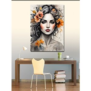 Kanvas Tablo Saçlarında Çiçek Olan Kadın 70x100 cm