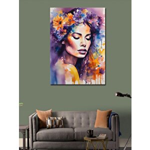 Kanvas Tablo Çiçeklerden Taç Yapmış Kadın 70x100 cm