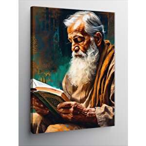 Kanvas Tablo Yaşlı Adam Bir Şeyler Okuyor 100x140 cm
