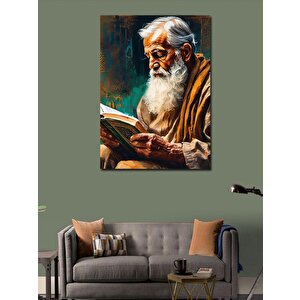 Kanvas Tablo Yaşlı Adam Bir Şeyler Okuyor 100x140 cm