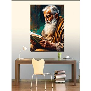 Kanvas Tablo Yaşlı Adam Bir Şeyler Okuyor 100x140 cm