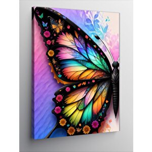 Kanvas Tablo Renkli Kanatlı Kelebek 100x140 cm