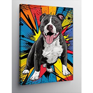 Kanvas Tablo Renkli Fon Sevimli Köpek 50x70 cm