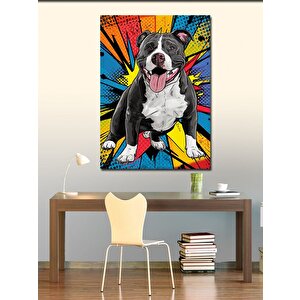 Kanvas Tablo Renkli Fon Sevimli Köpek 50x70 cm