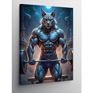 Kanvas Tablo Halter Kaldıran Kedi 100x140 cm