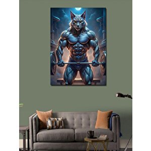 Kanvas Tablo Halter Kaldıran Kedi 100x140 cm
