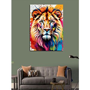 Kanvas Tablo Renkli Kral Aslan 50x70 cm