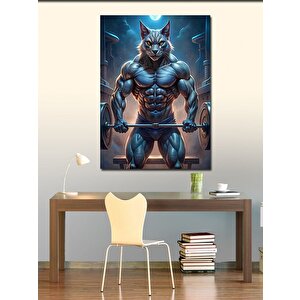 Kanvas Tablo Halter Kaldıran Kedi 70x100 cm