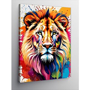 Kanvas Tablo Renkli Kral Aslan 100x140 cm
