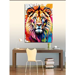 Kanvas Tablo Renkli Kral Aslan 100x140 cm