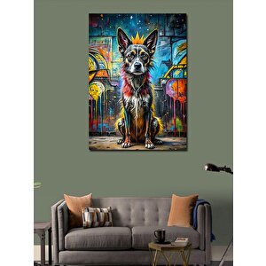 Kanvas Tablo Sevimli Köpek Ve Graffitiler 100x140 cm