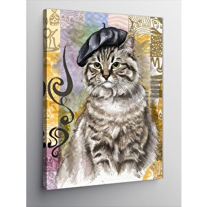 Kanvas Tablo Şapkalı Kedi 50x70 cm