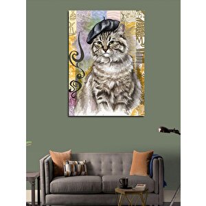 Kanvas Tablo Şapkalı Kedi 50x70 cm