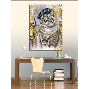 Kanvas Tablo Şapkalı Kedi 50x70 cm
