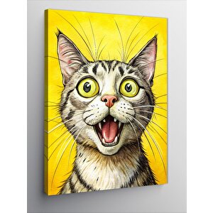 Kanvas Tablo Şaşırmış  Tekir Kedi 100x140 cm