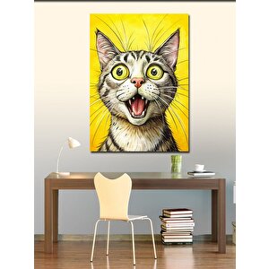 Kanvas Tablo Şaşırmış  Tekir Kedi 100x140 cm