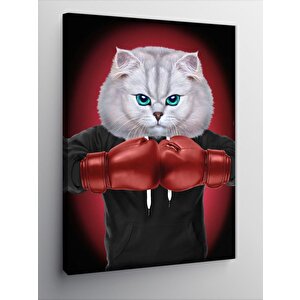 Kanvas Tablo Boksör Beyaz Kedi 100x140 cm